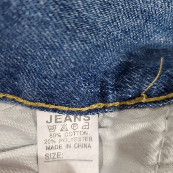 Blue Distressed Cut Off Jean Shorts High Waist 2 Button Size Medium NEW - Picture 3 of 5